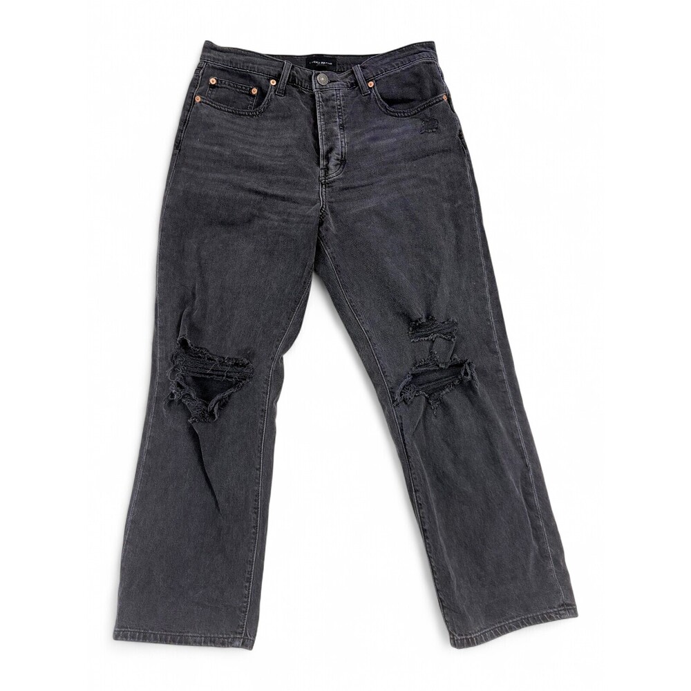 Lucky Brand Straight‎ Leg Jeans Black Distressed Size 10